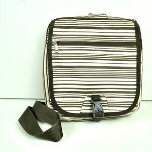 Eddie Bauer Crossbody Bag Brown White Stripes VTG? Travel Multiple Compartments